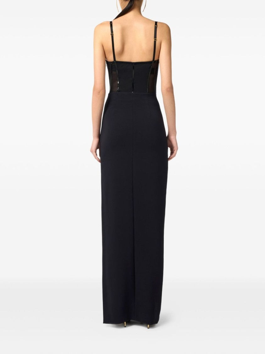 Elisabetta Franchi Fitted Black Evening Dress With Structured Bodice