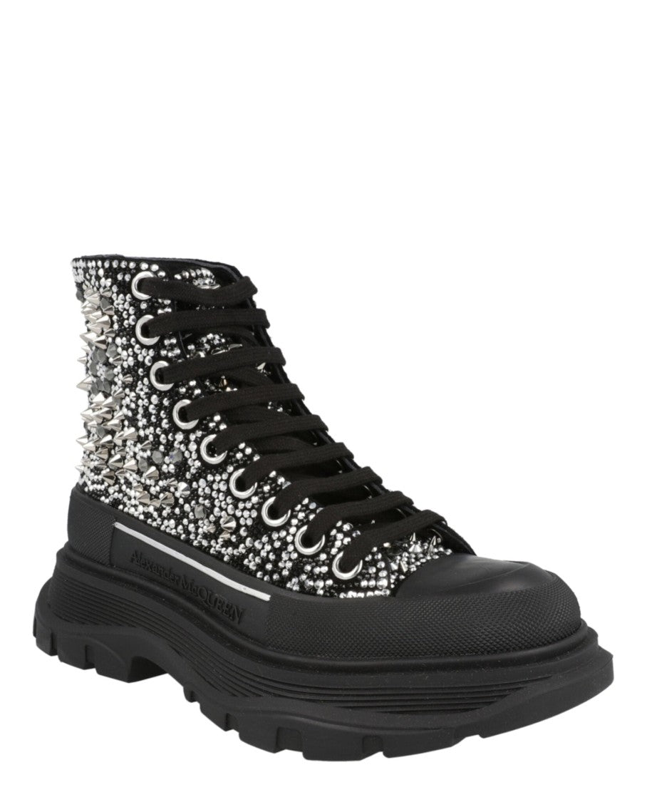 Alexander Mcqueen Crystal Embellished Tread Slick Boots