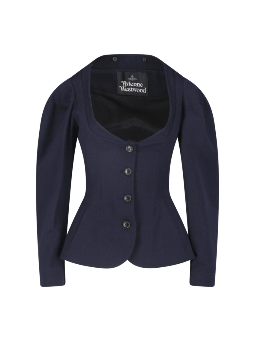 Vivienne Westwood Bergere Blue Rounded Collar Cotton-Wool Blazer