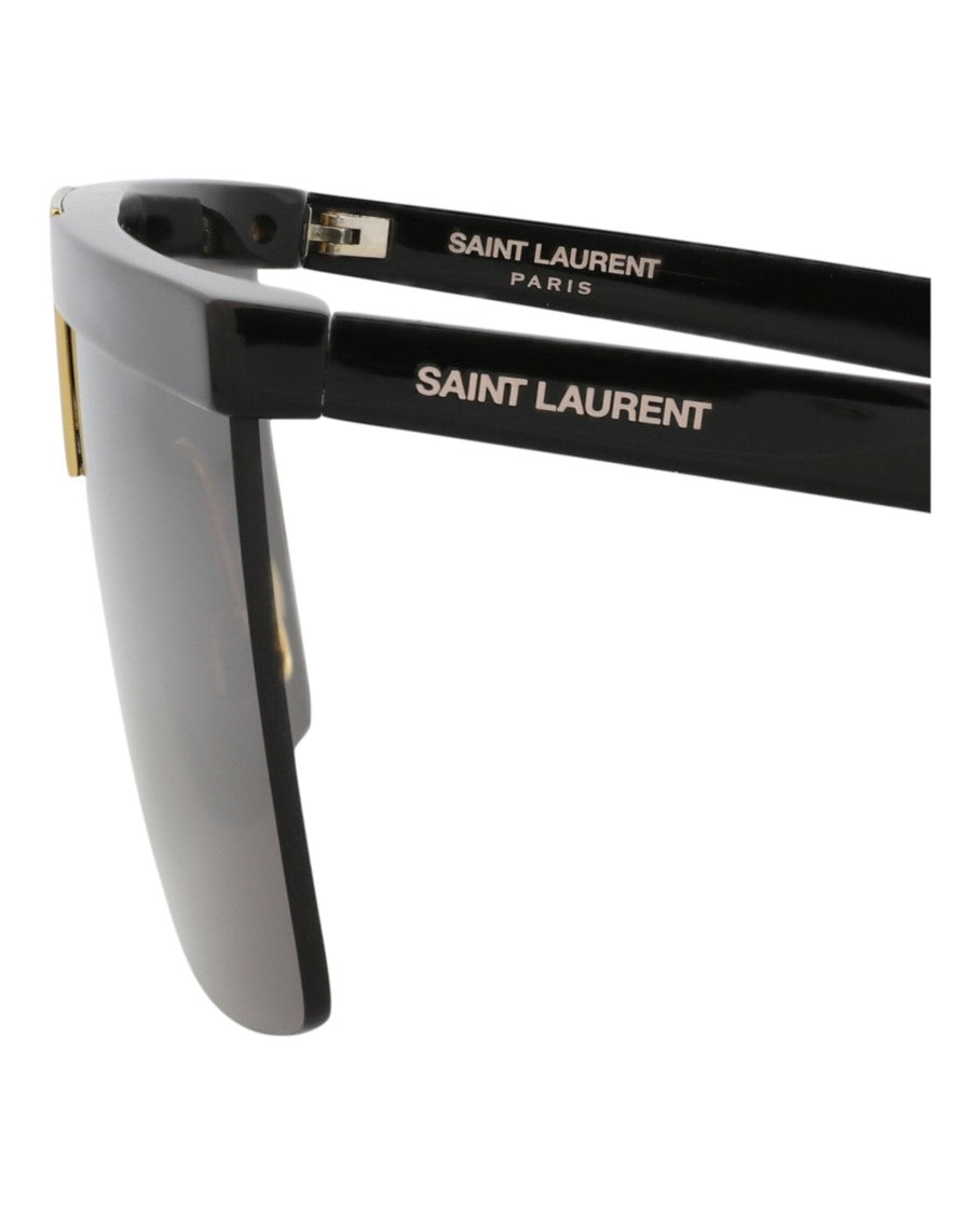 Saint Laurent Shield-Frame Acetate Sunglasses With Gold-Tone Accents