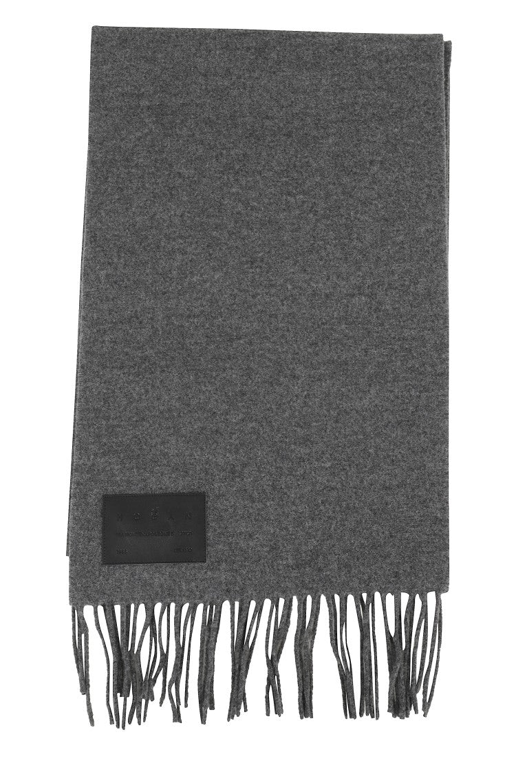 Hogan Fringed Wool Scarf With Subtle Logo Detailing