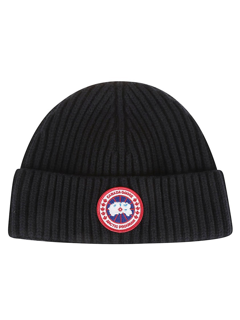 Canada Goose Ribbed Knit Beanie In Soft Wool-Cashmere Blend