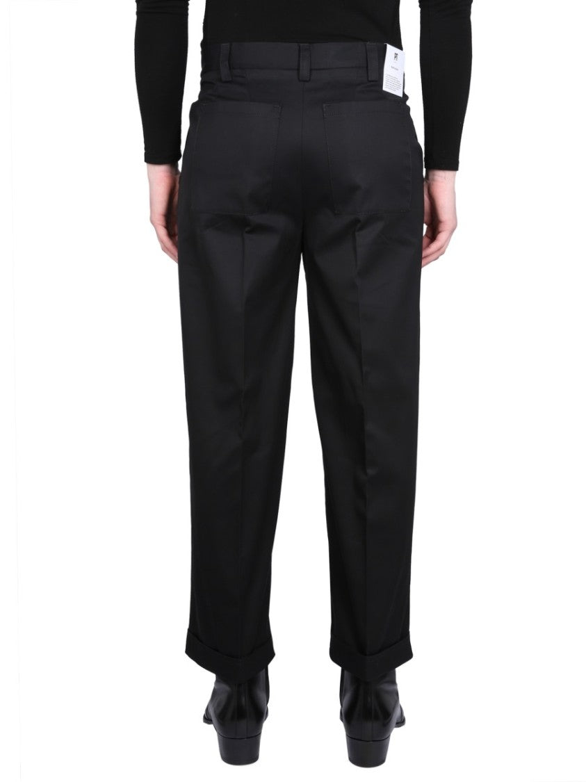 Pt Torino Relaxed-Fit Black Pants With Button And Zipper Closure