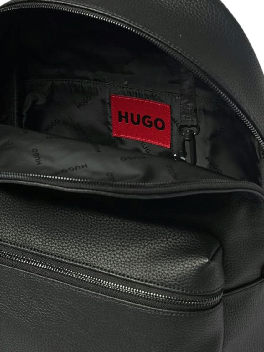 Hugo Boss Textured Synthetic Black Backpack With Embossed Logo