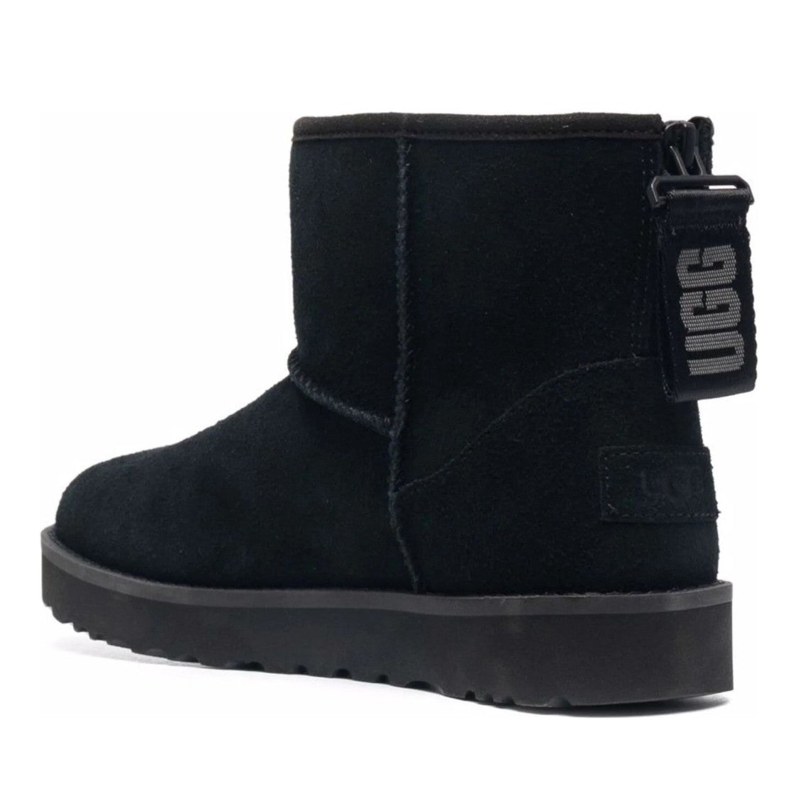 Ugg Classic Mini Logo Zip Black Wool-Lined Leather Boots