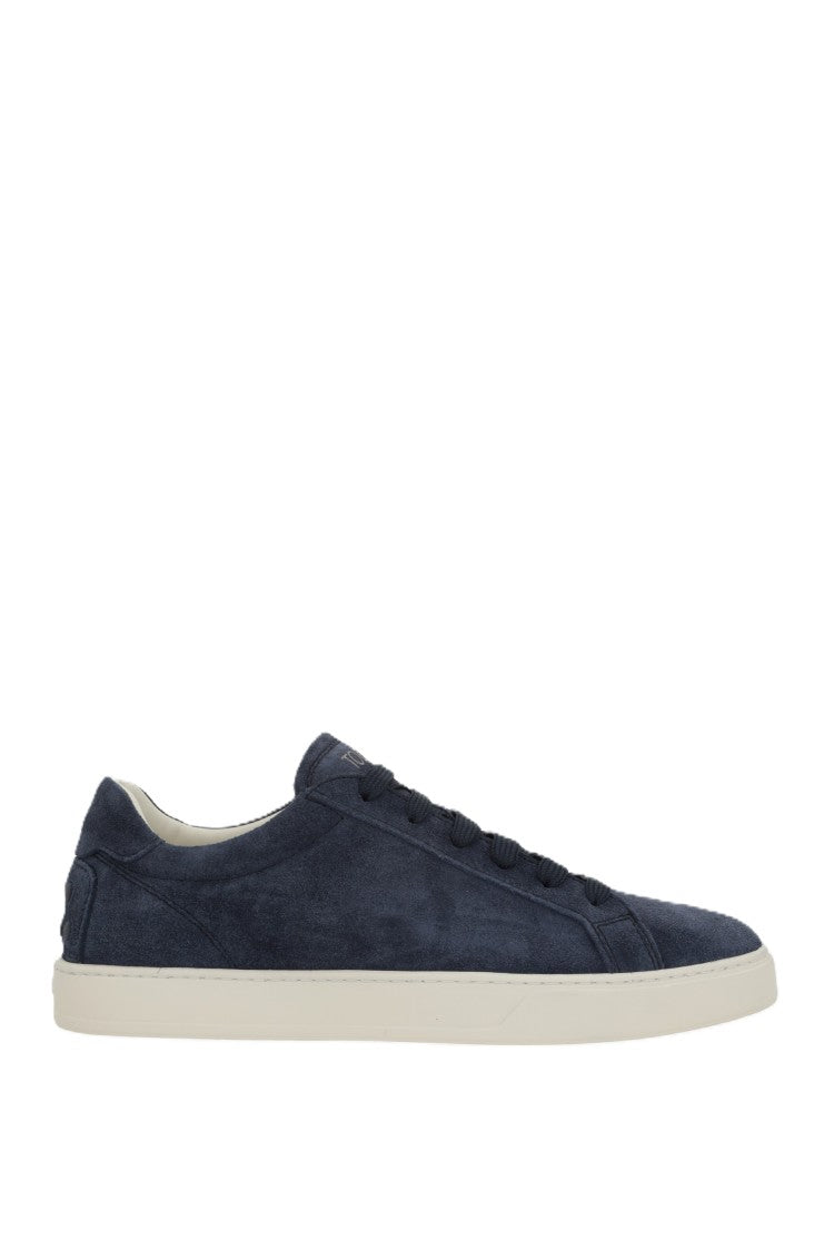 Tod's Deep Navy Suede Low-Top Sneakers With Off-White Sole
