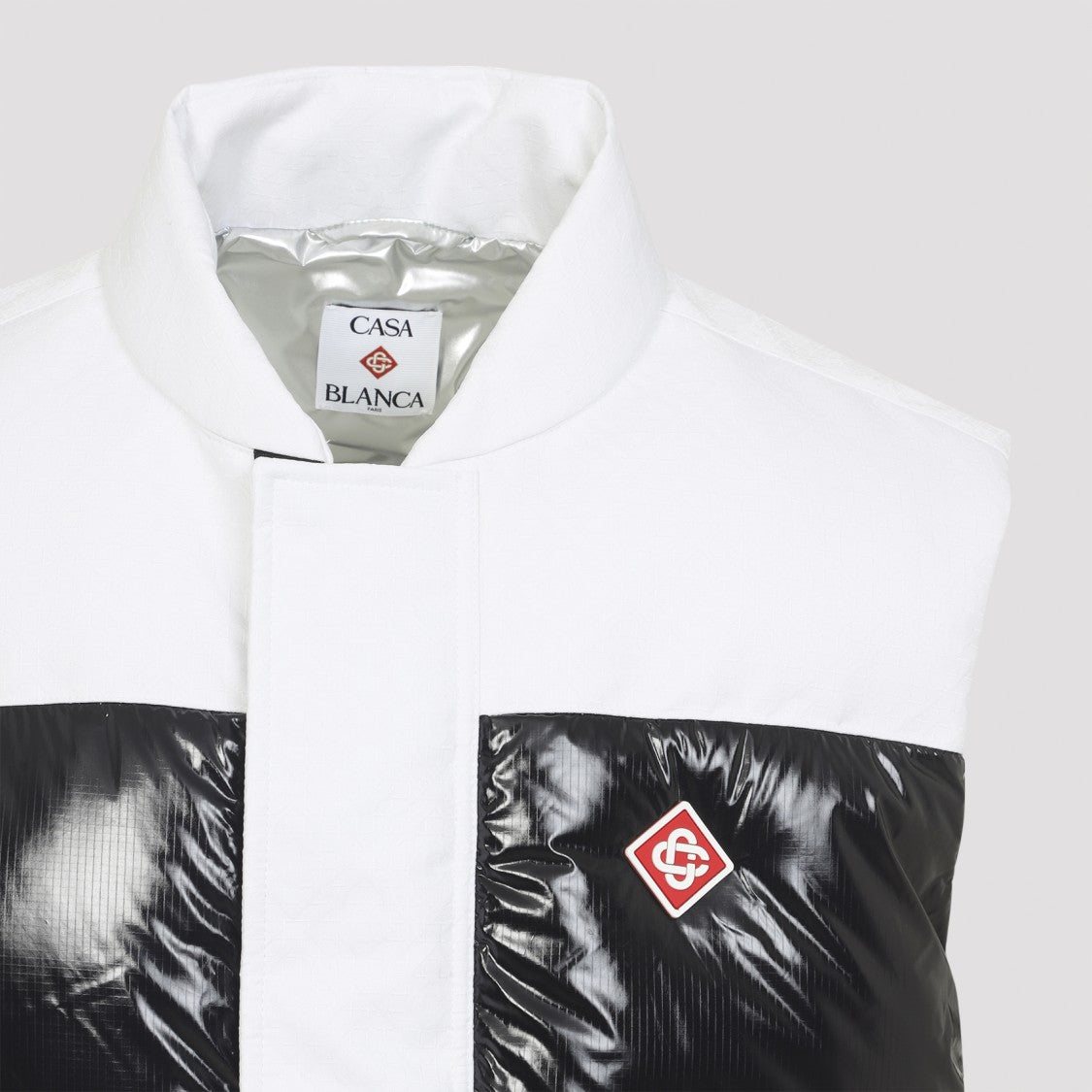 Casablanca Color-Block Black Down Vest With Stand-Up Collar