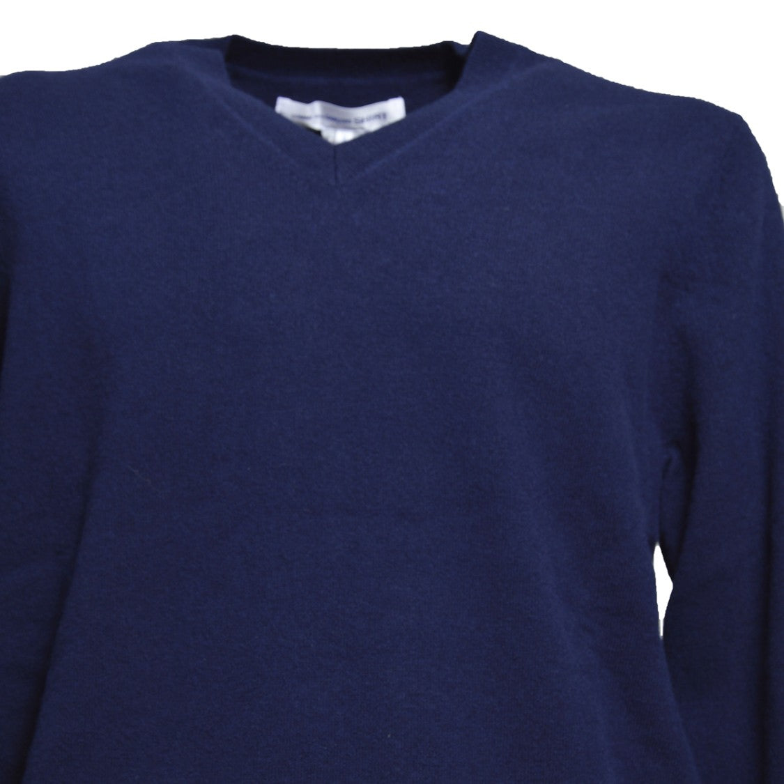 Comme Des Garçons Navy Blue Pure Wool V-Neck Sweater