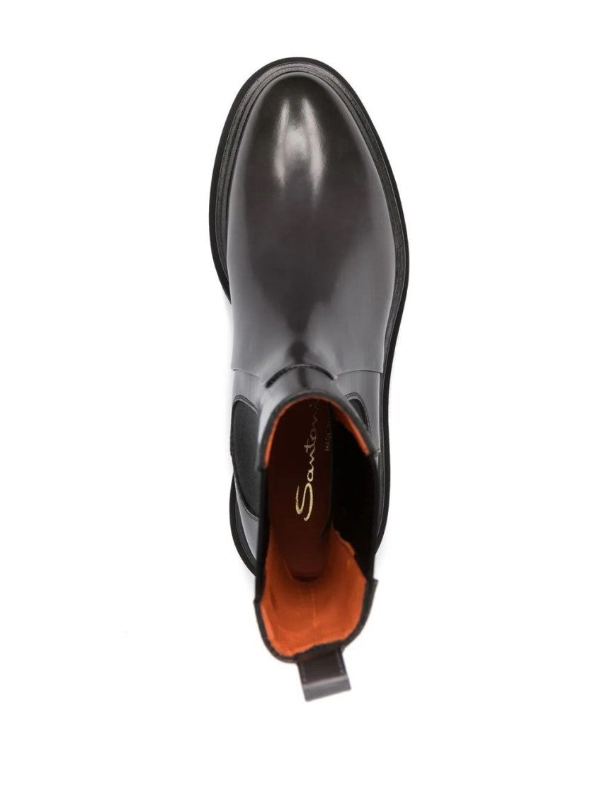 Santoni Sleek Grey Ankle Boots With Elastic Side Panels And Rugged Sole