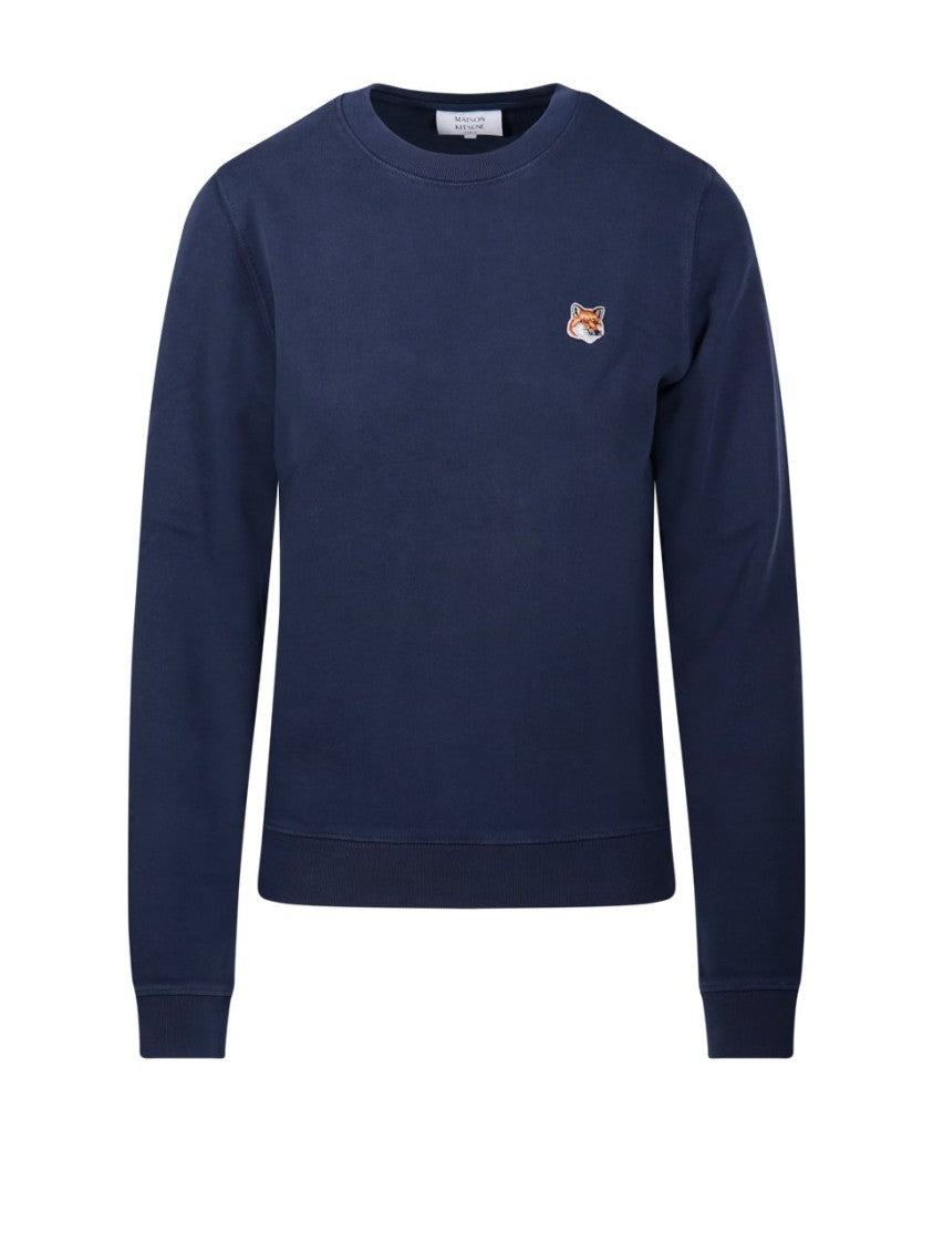Maison Kitsuné Long-Sleeved Crew Neck Cotton Shirt With Embroidered Fox Emblem