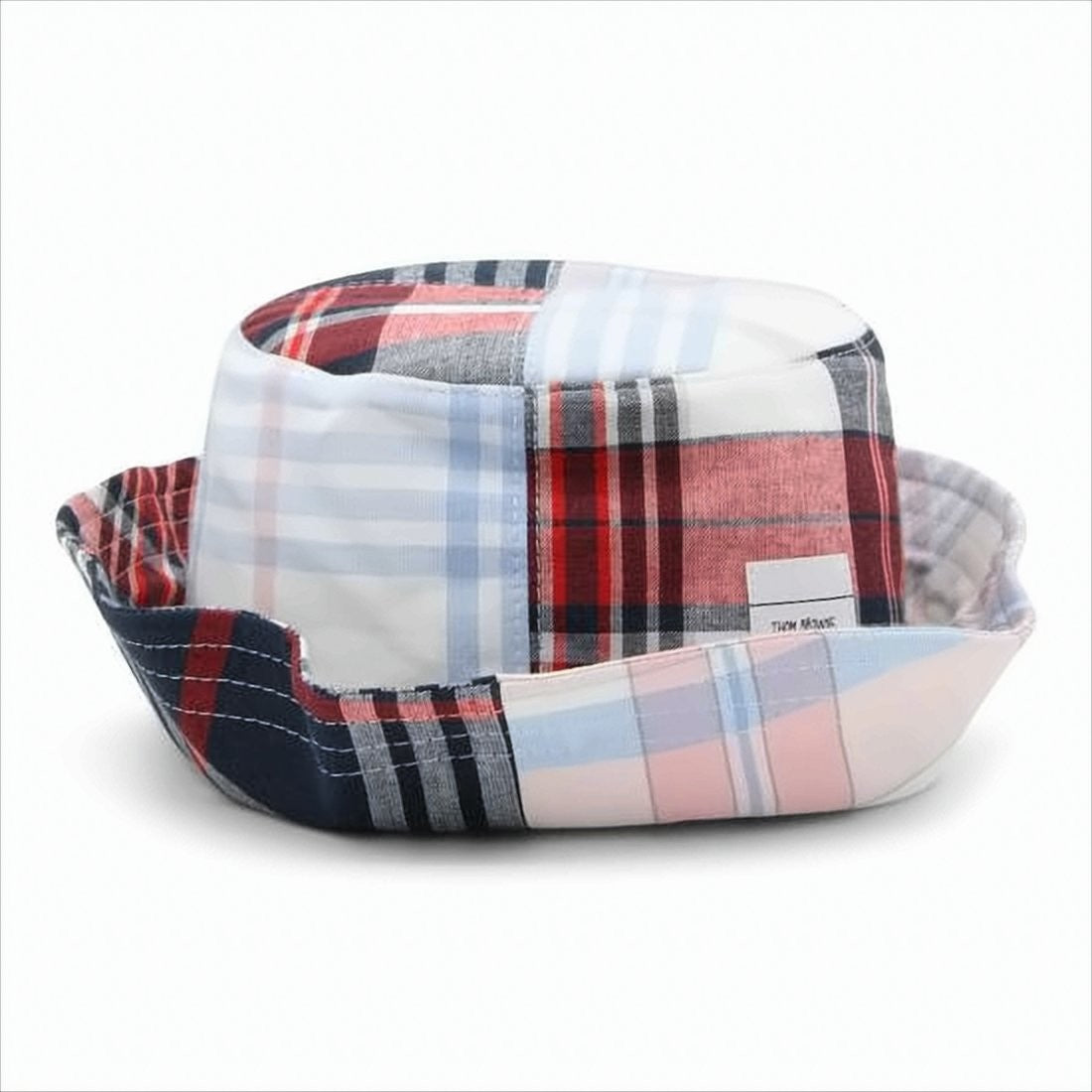 Thom Browne Patchwork Bucket Hat With Varied Plaid Patterns