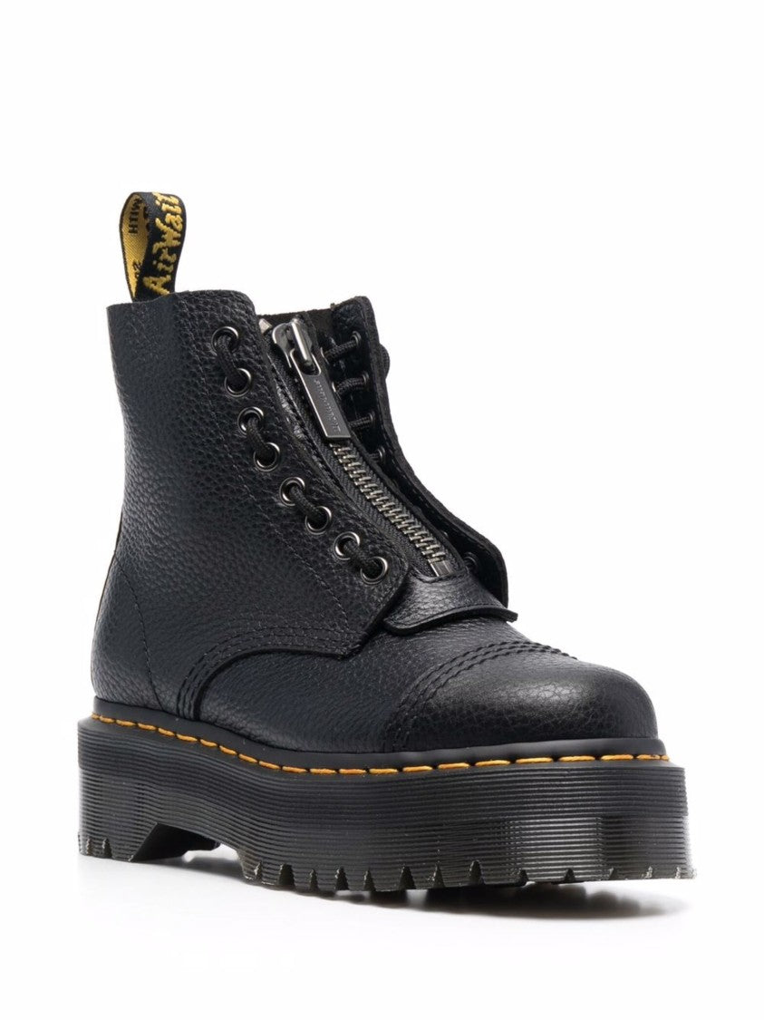 Dr. Martens Textured Nappa Leather Ankle Boots With Grooved Sole