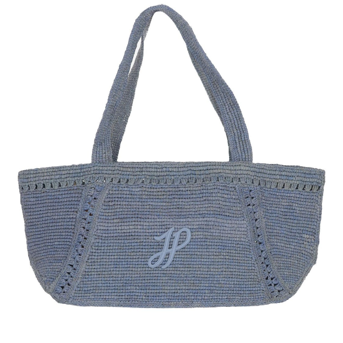 Patou Raffia Tote With Embroidered Logo