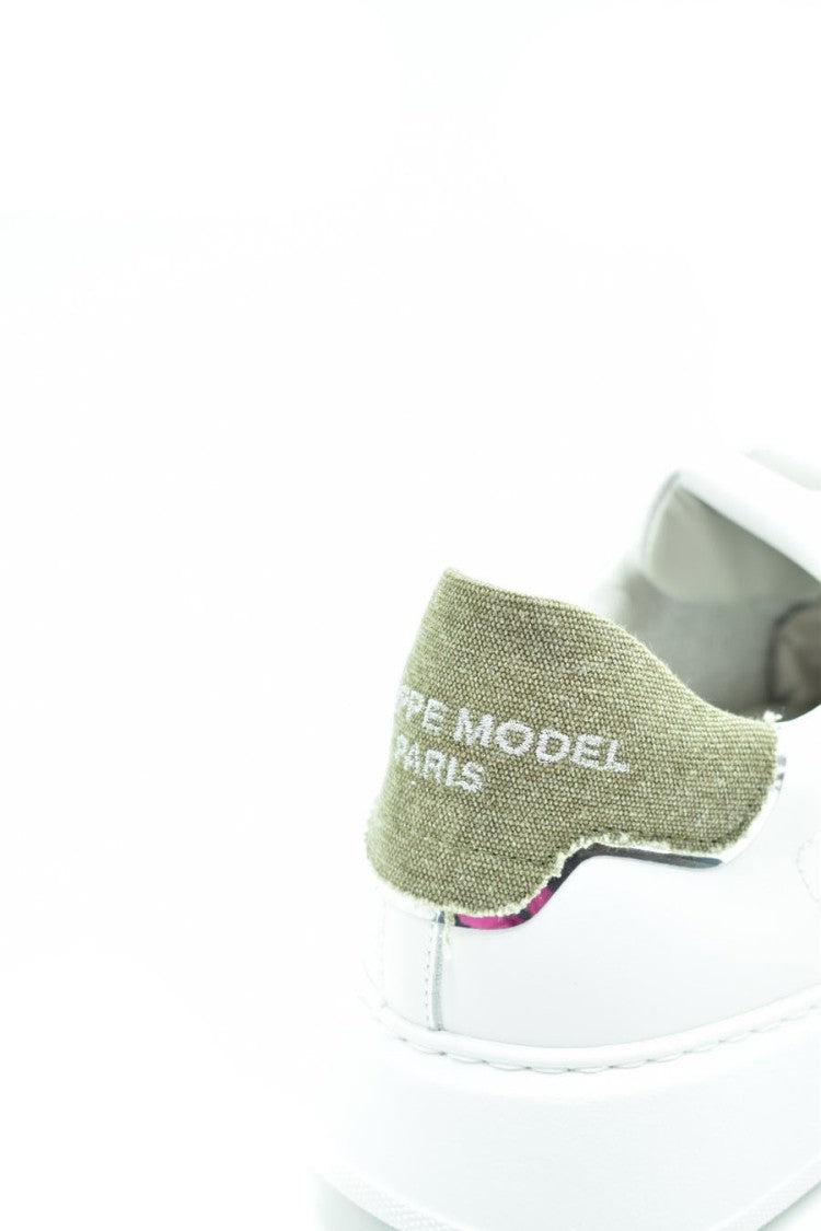Philippe Model Low-Top White Leather Sneakers Green Tab