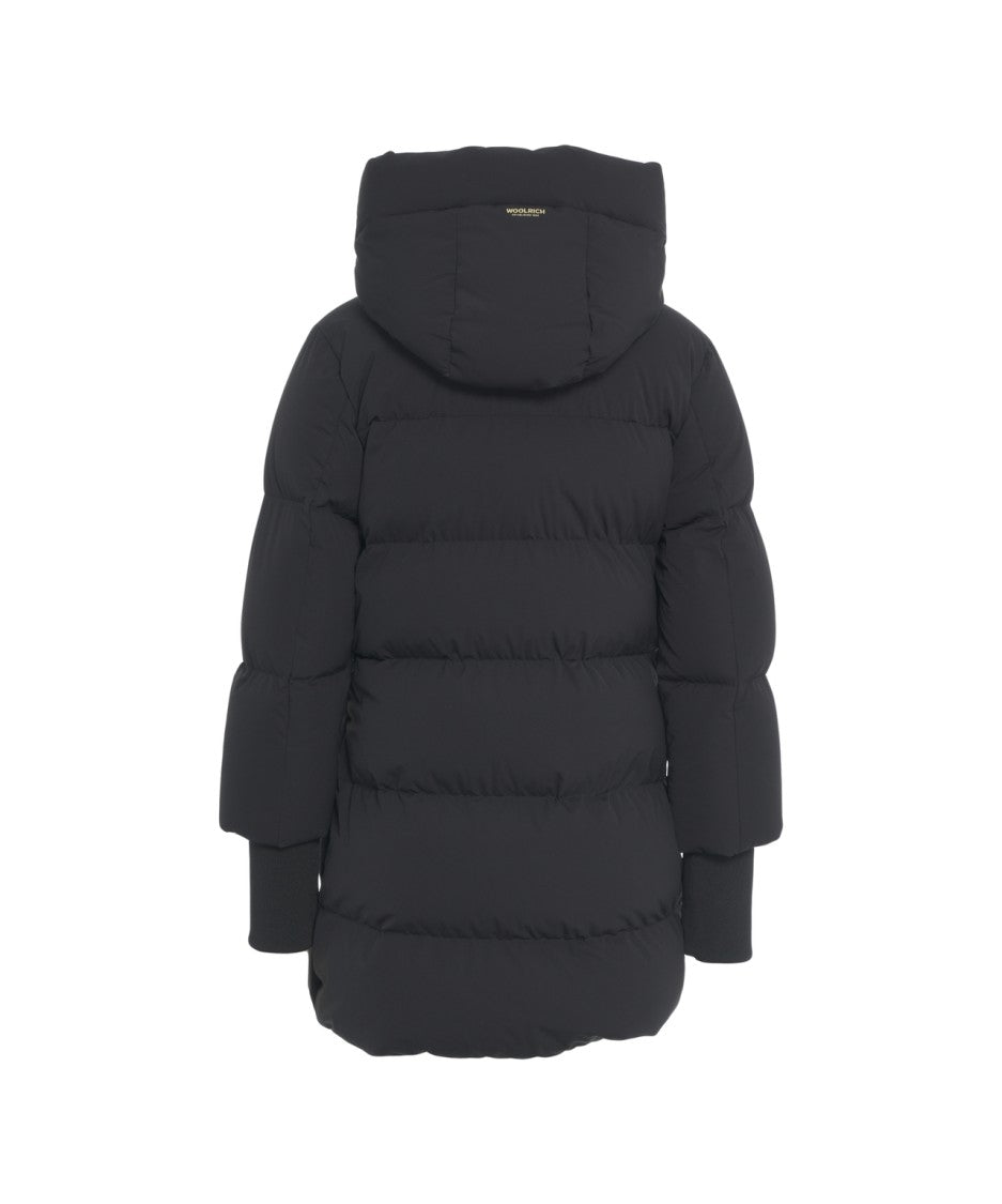 Woolrich Medium-Length Puffer Coat With High Collar And Protective Hood