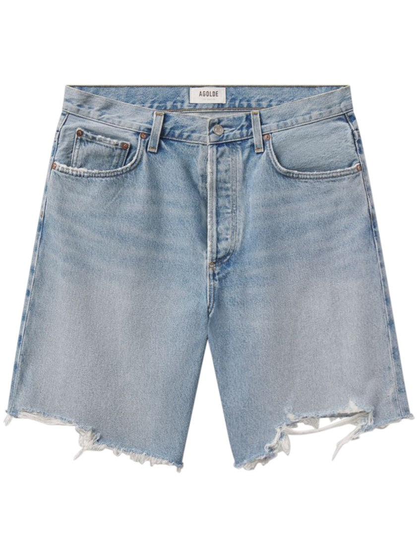 Agolde Mid-Thigh Denim Shorts With Distressed Details