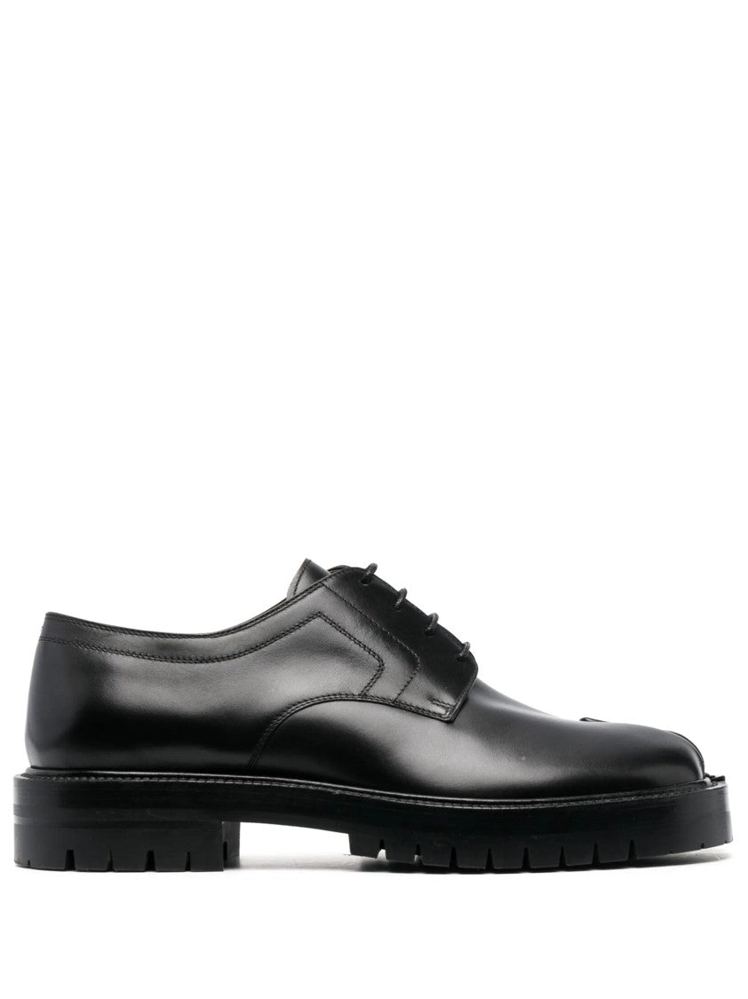 Maison Margiela Black Leather Lace Up With Split-Toe Design