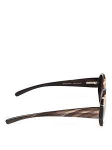 Vjsa8891 Oversized Brown Horn Sunglasses With Intricate Detailing