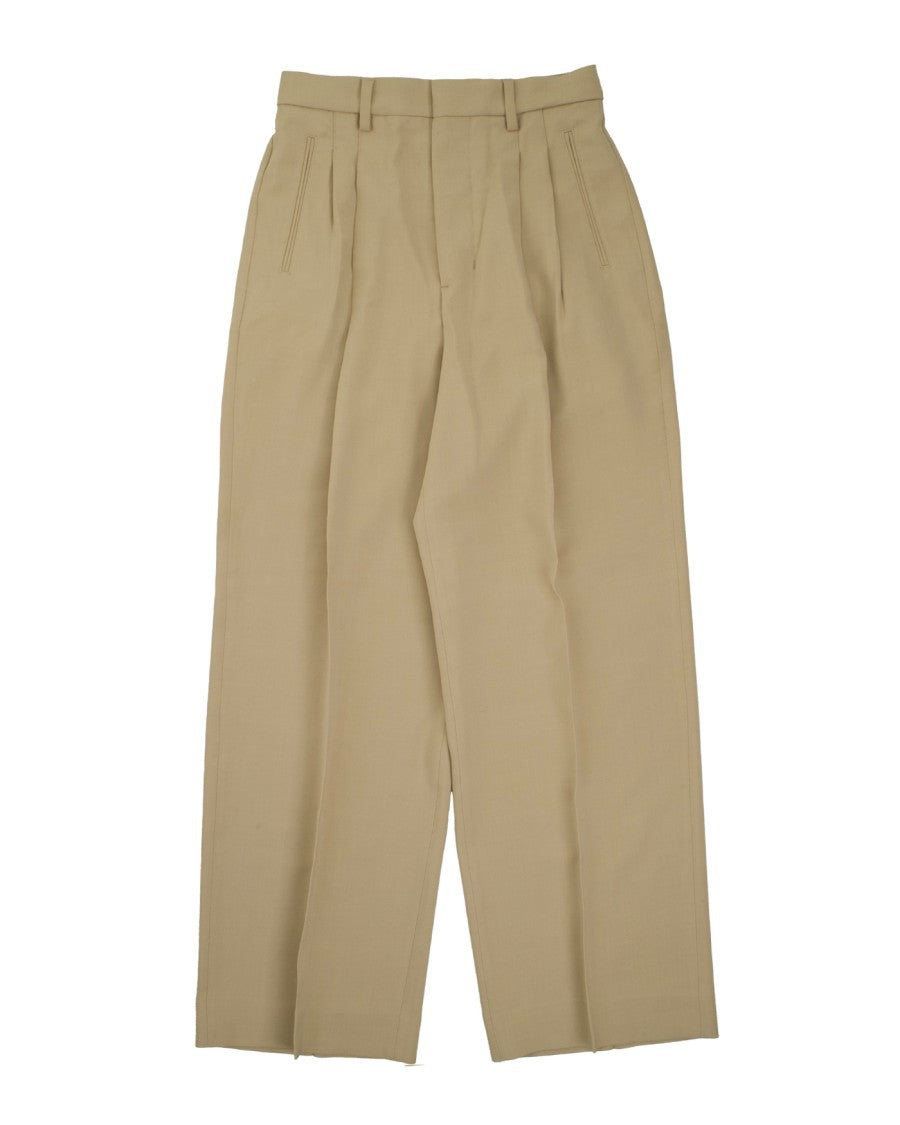 Ami Paris Beige Tailored Trousers With Pleated Front
