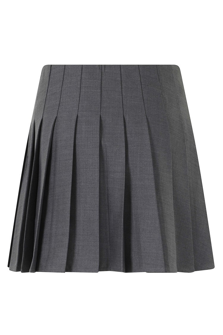 Self-Portrait Grey Flared Pleated Mini Skirt