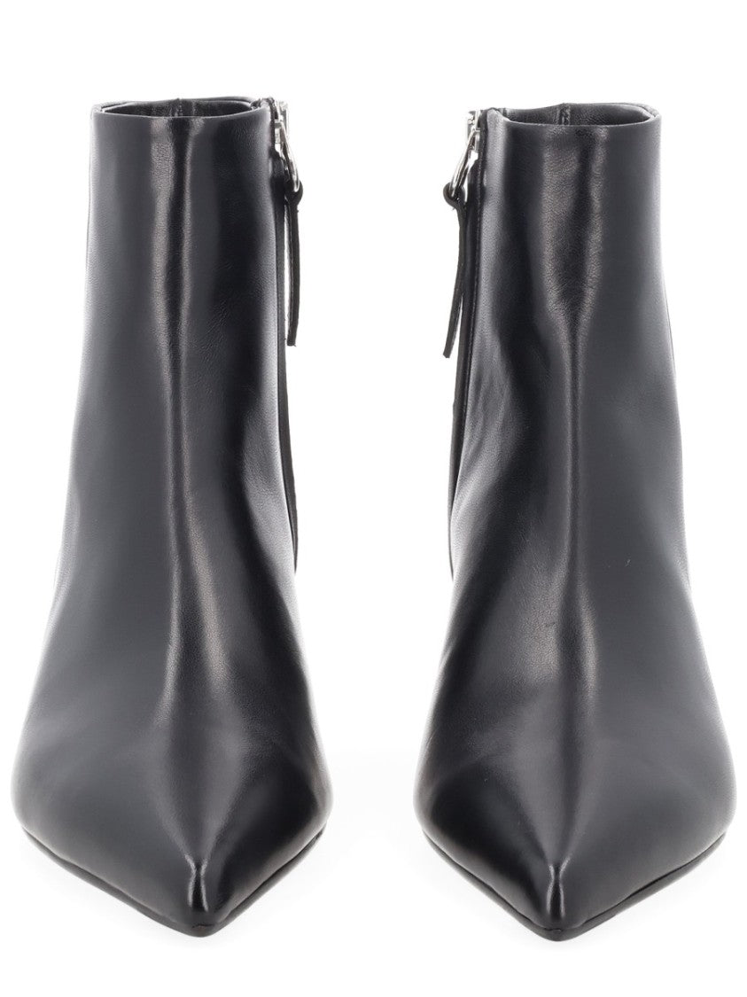 Aeydē Black Nappa Leather Kitten Heel Ankle Boots