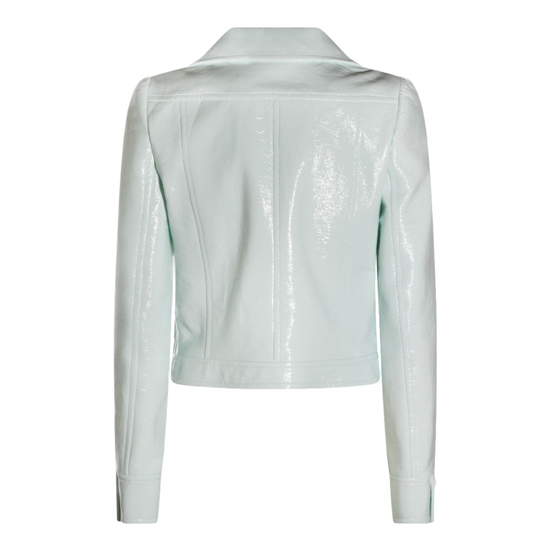 Courrèges Cropped Patent Leather Jacket With Embossed Logo