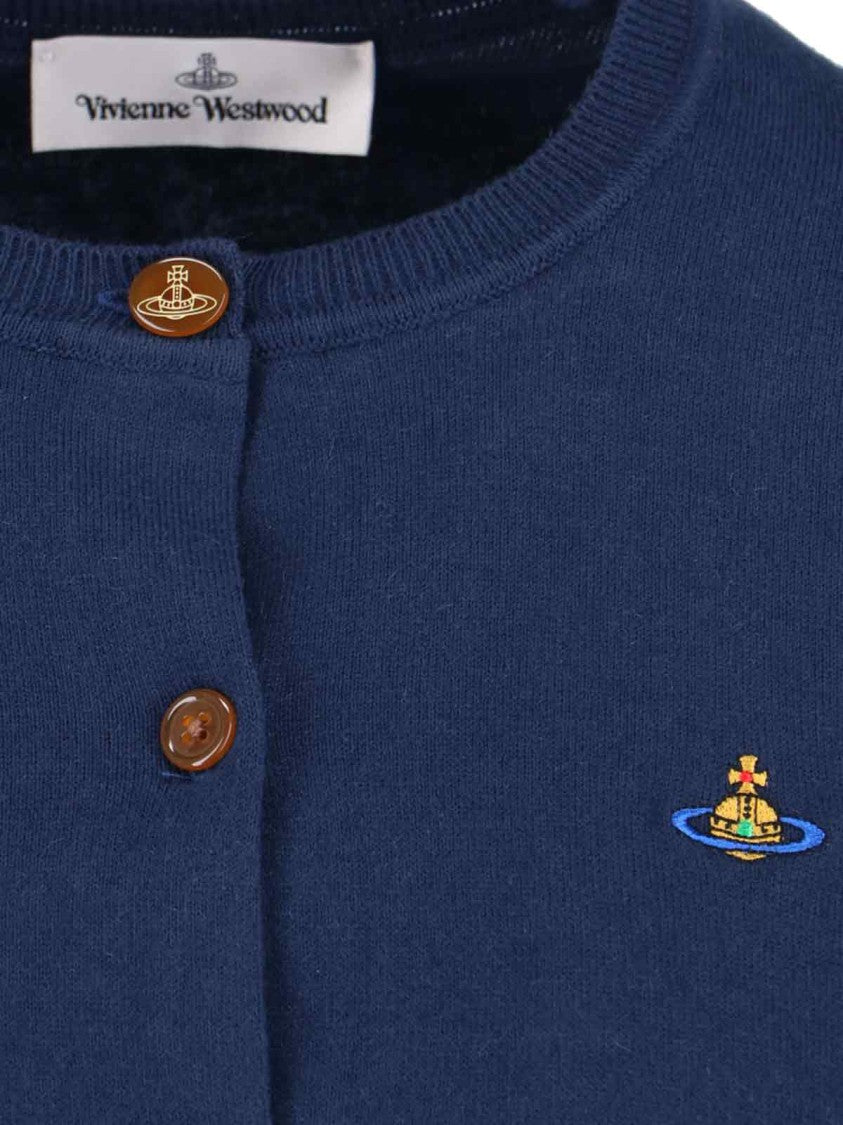 Vivienne Westwood Navy Bea Cropped Logo Cardigan