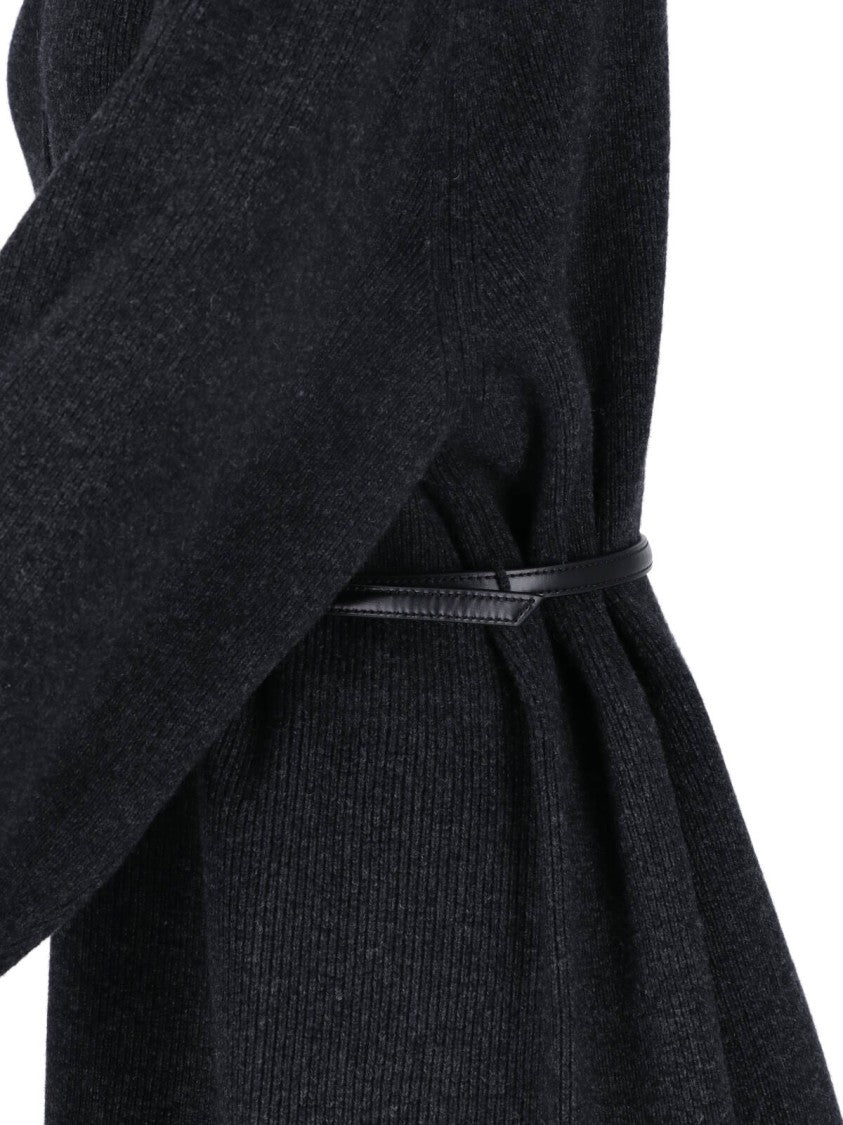 Alexander Wang Ribbed Knit Mini Dress With Adjustable Waist And Button Closure
