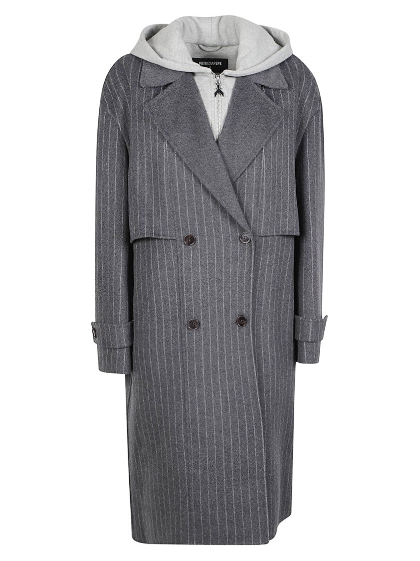 Patrizia Pepe Wool-Blend Double-Breasted Hooded Coat