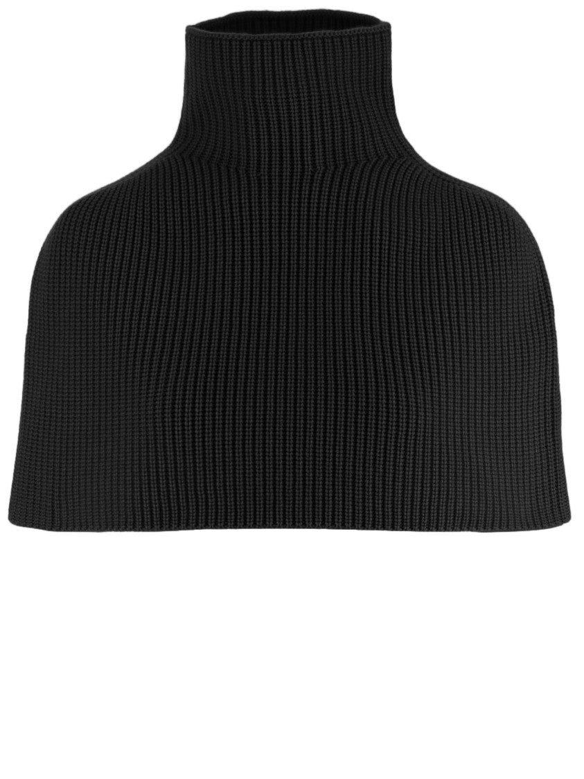 Sa Su Phi Black Cropped Ribbed Turtleneck Cashmere Jacket
