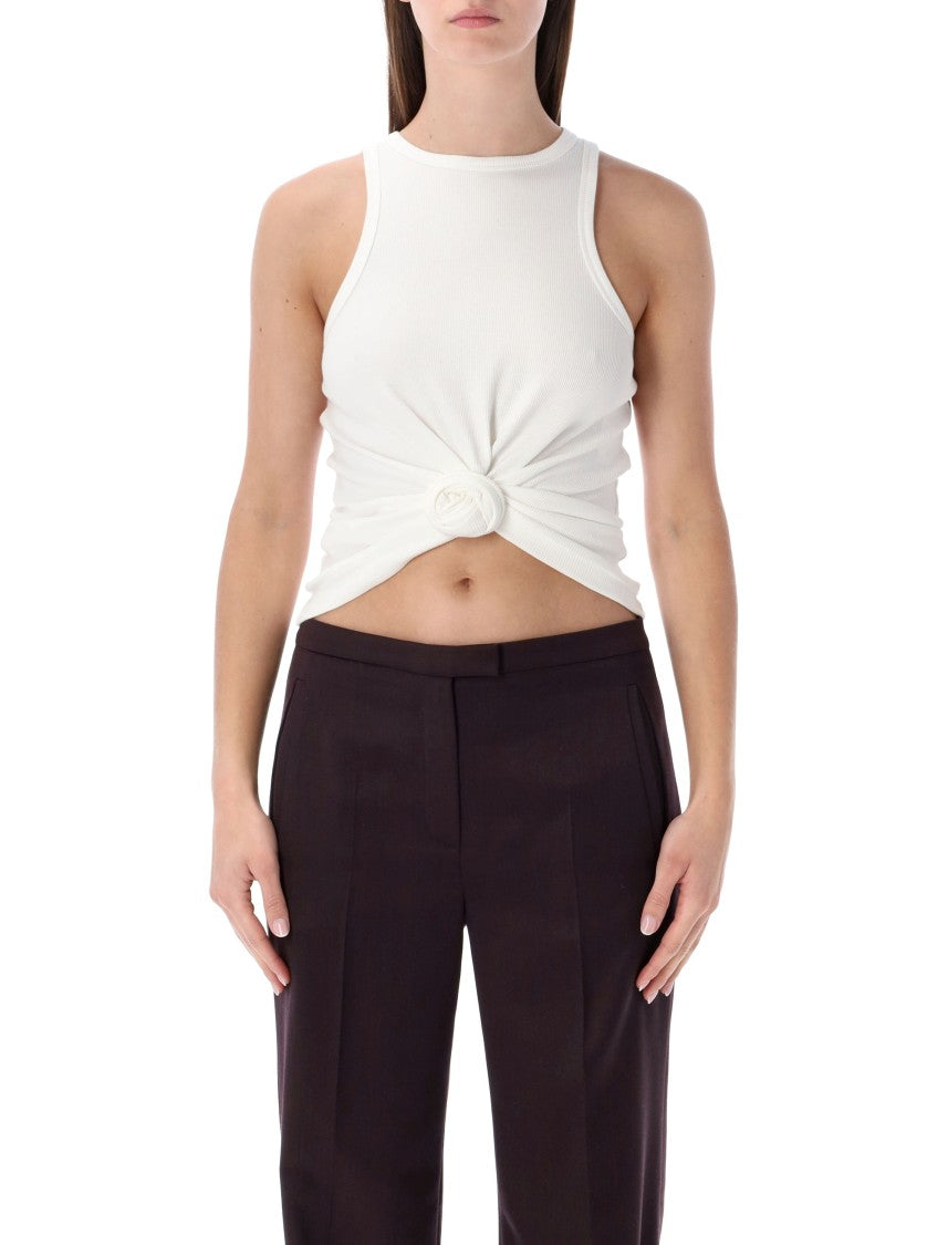 Magda Butrym Knotted Ribbed Cream Tank