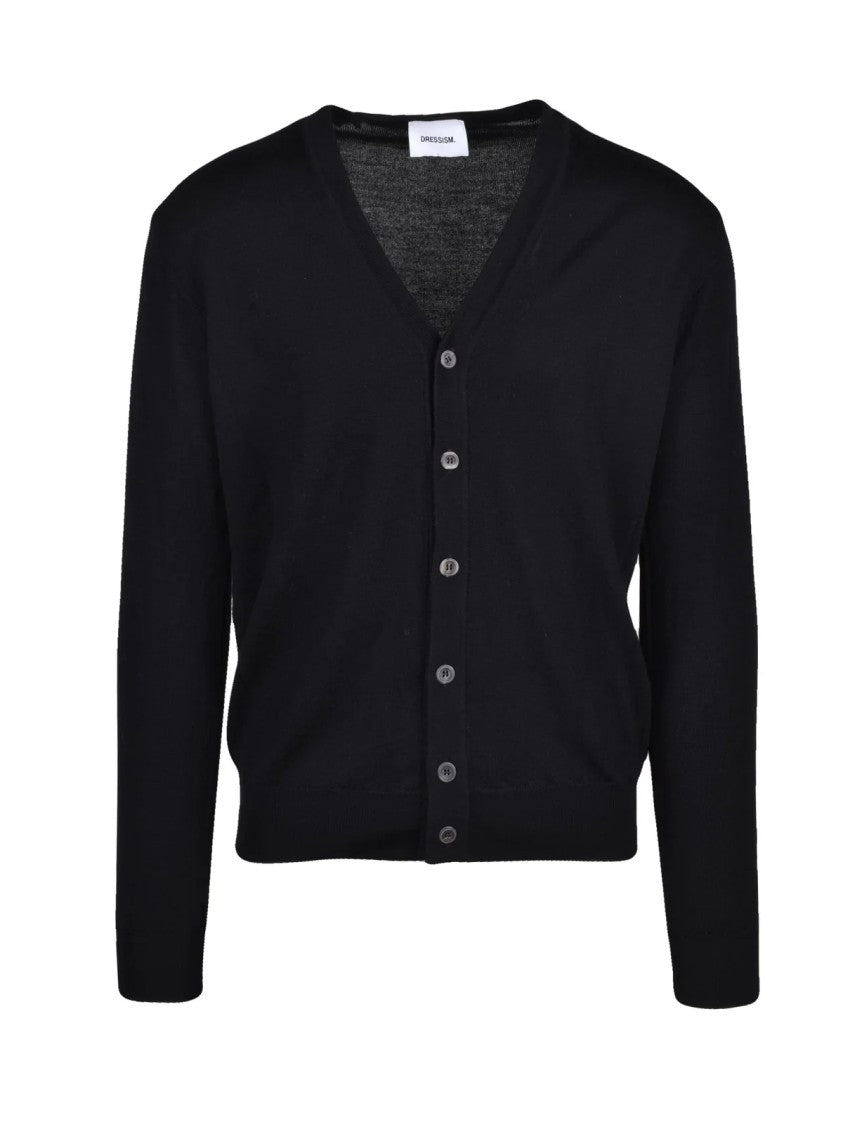 Dressism. Black Merino Wool Cardigan