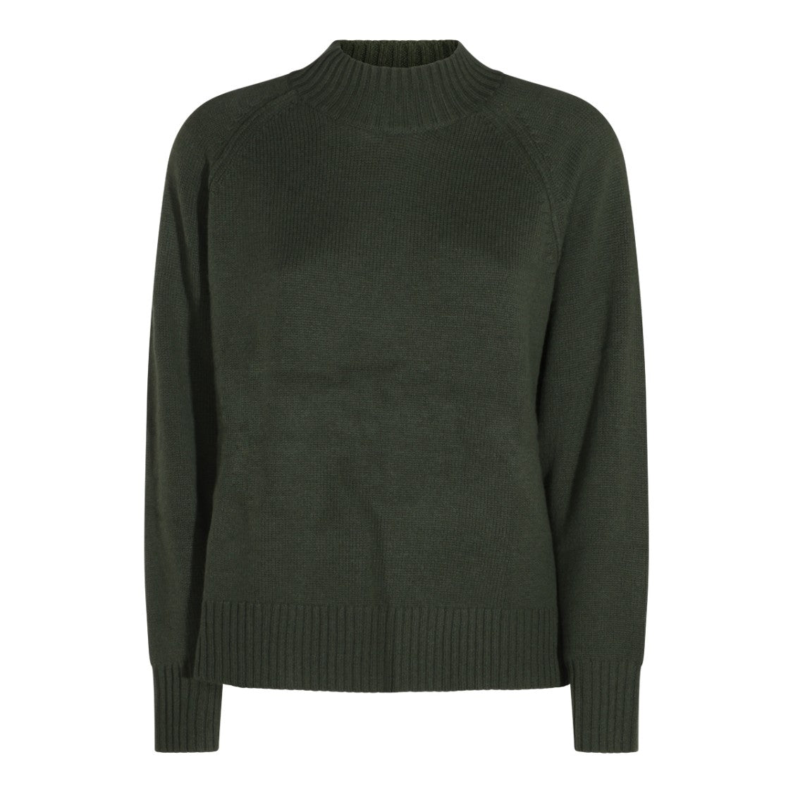 Allude Dark Green Relaxed Ribbed Knit Sweater