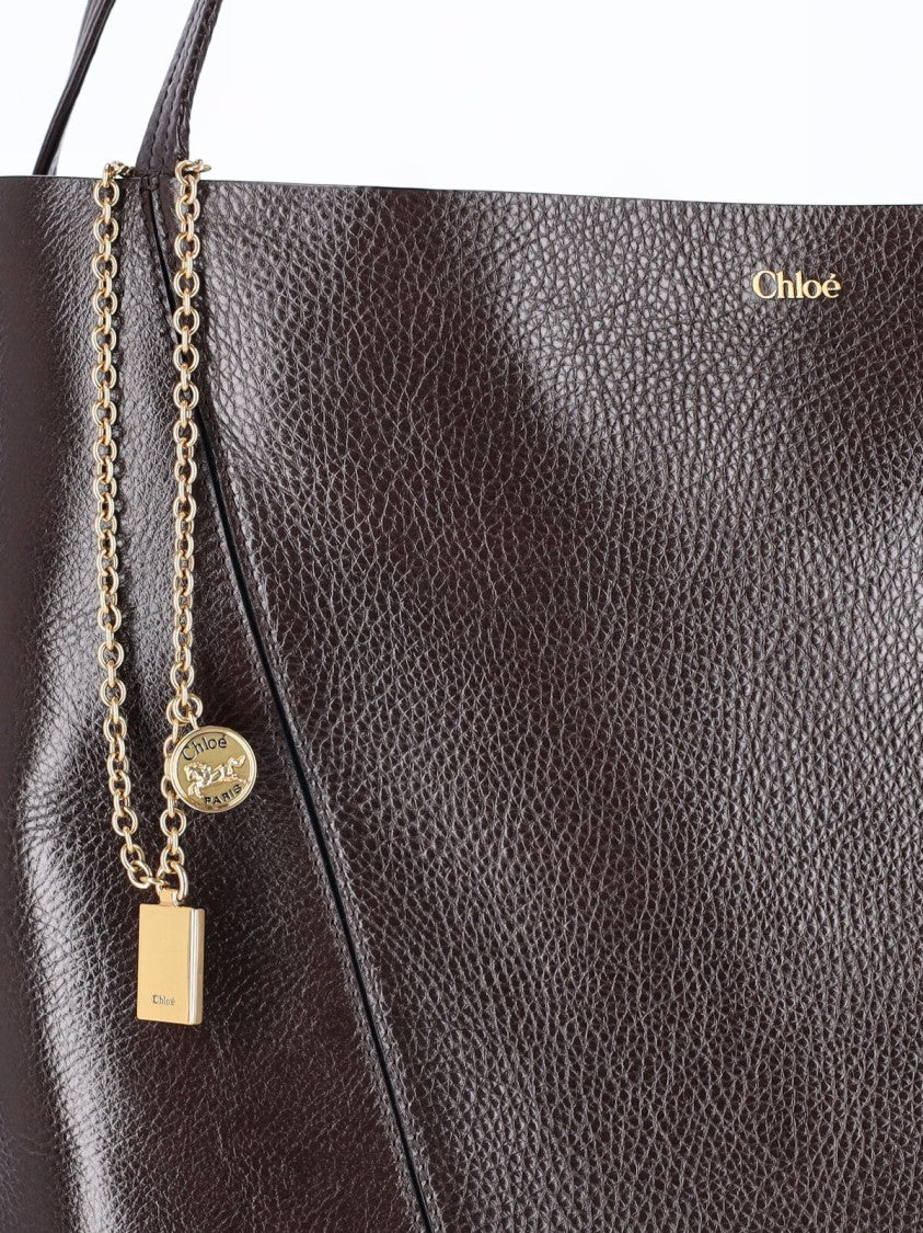 Chloé Dark Brown Spin Leather Tote Bag