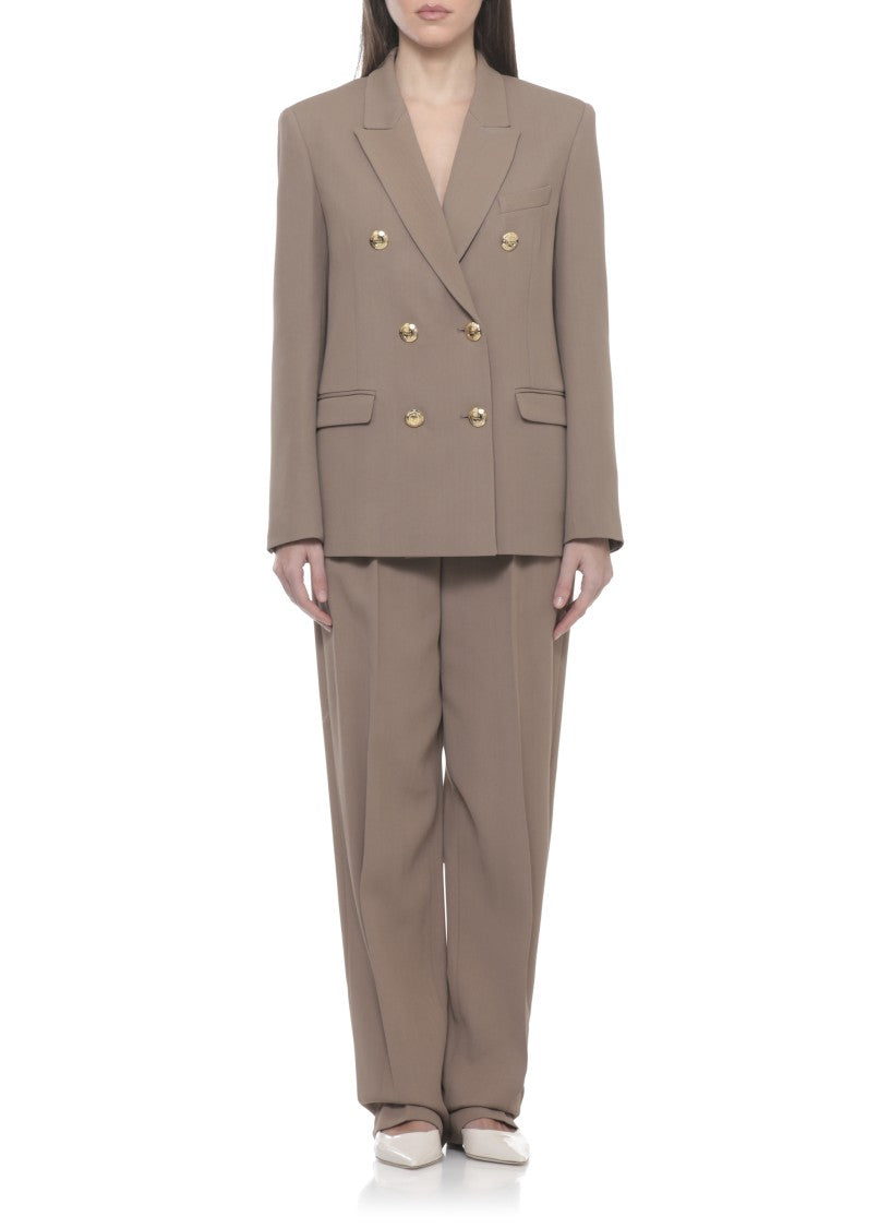 Elisabetta Franchi Brown Viscose Double-Breasted Blazer
