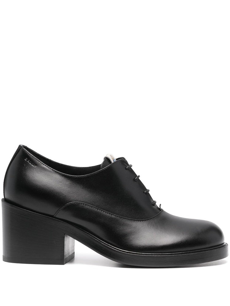 Bally Black Polished Leather Block Heel Loafers