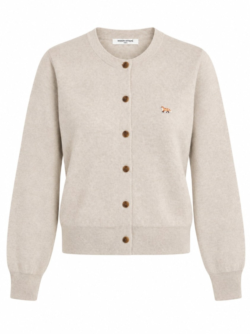 Maison Kitsuné Baby Fox Embroidered Wool Cardigan