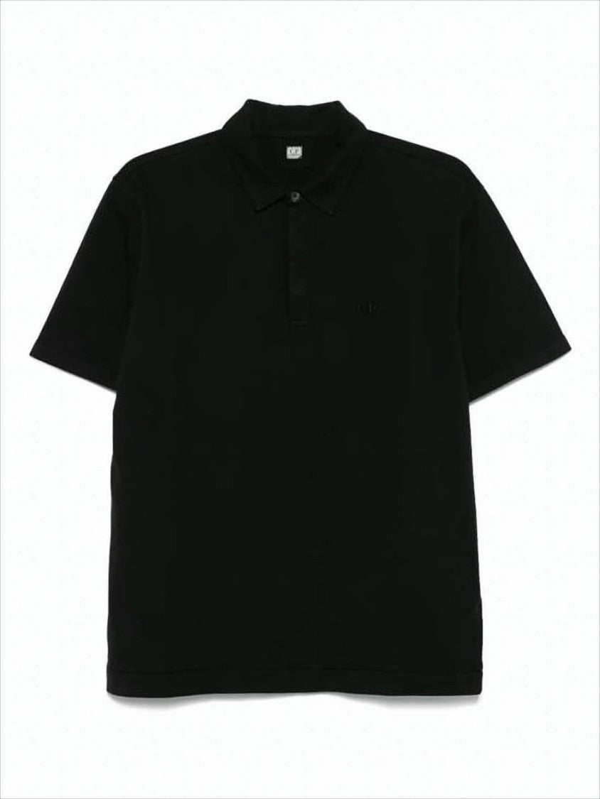 C.P. Company Minimalist Black Polo Shirt With Traditional Collar