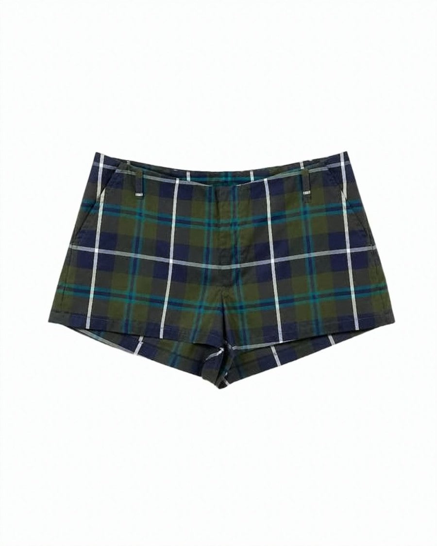 Paloma Wool Tailored Plaid Silk Shorts With Belt Loops