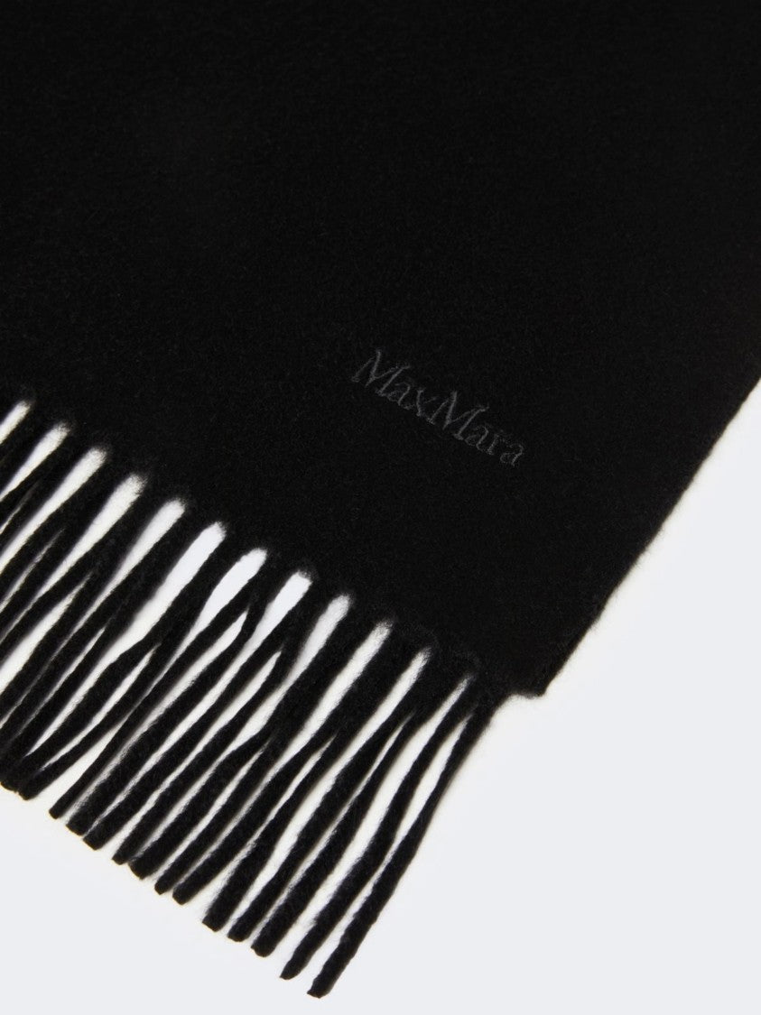 Max Mara Deep Black Baci Cashmere Fringed Scarf