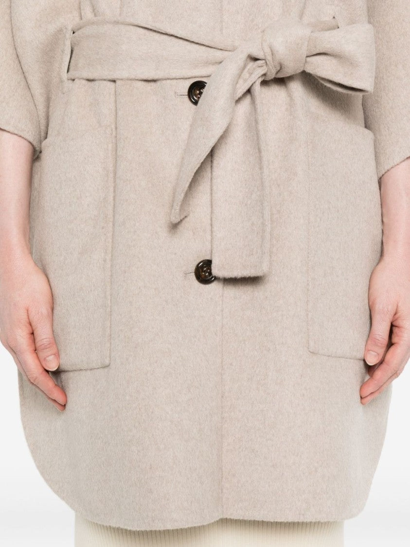 Liu Jo Relaxed Beige Coat With Button Fastening And Patch Pockets
