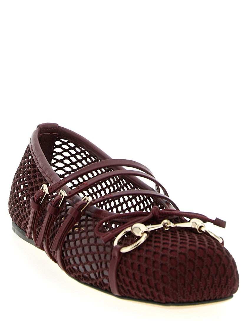 Gucci Red Anchor Mesh Ballet Flats