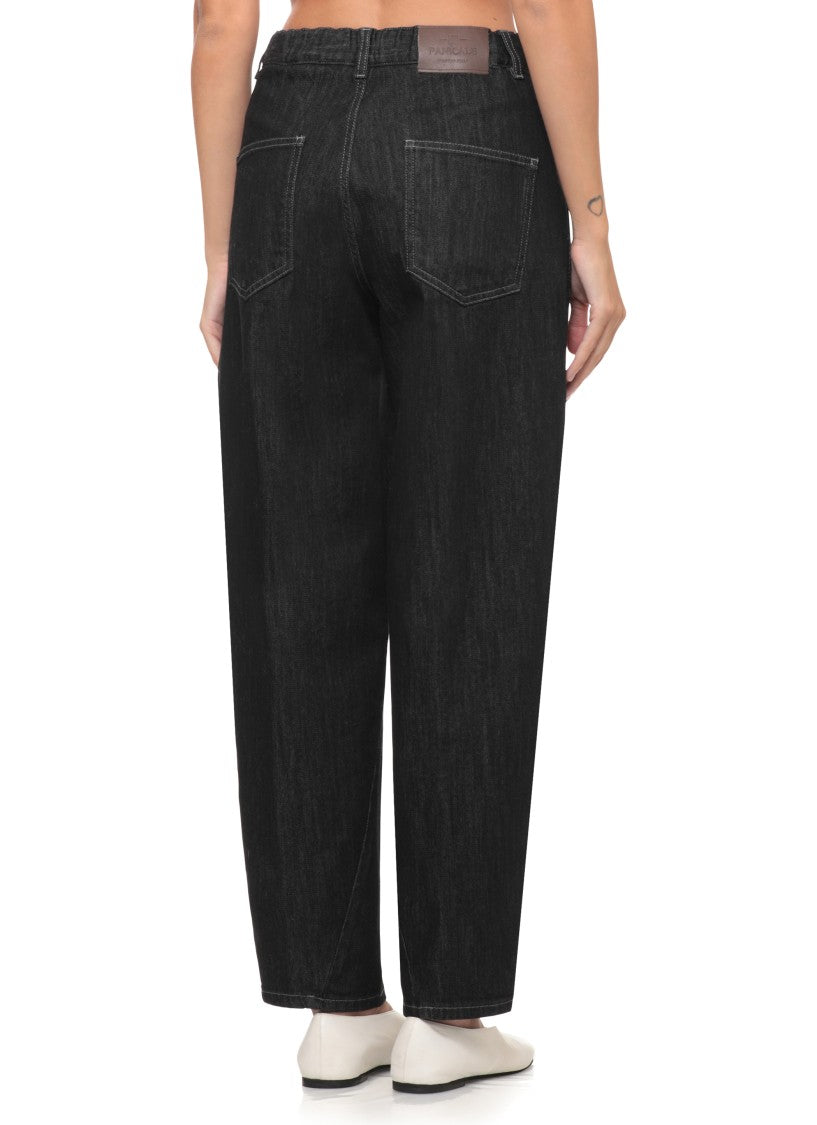 Panicale Relaxed Fit Cotton Trousers With Geometric Detail