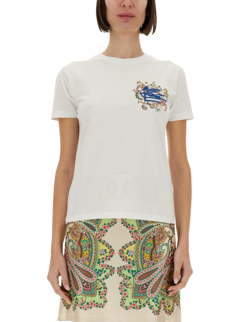 Etro Classic White T-Shirt With Logo Design