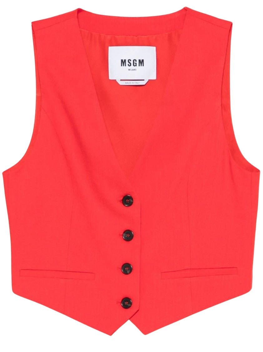 Msgm Tailored V-Neck Viscose Vest