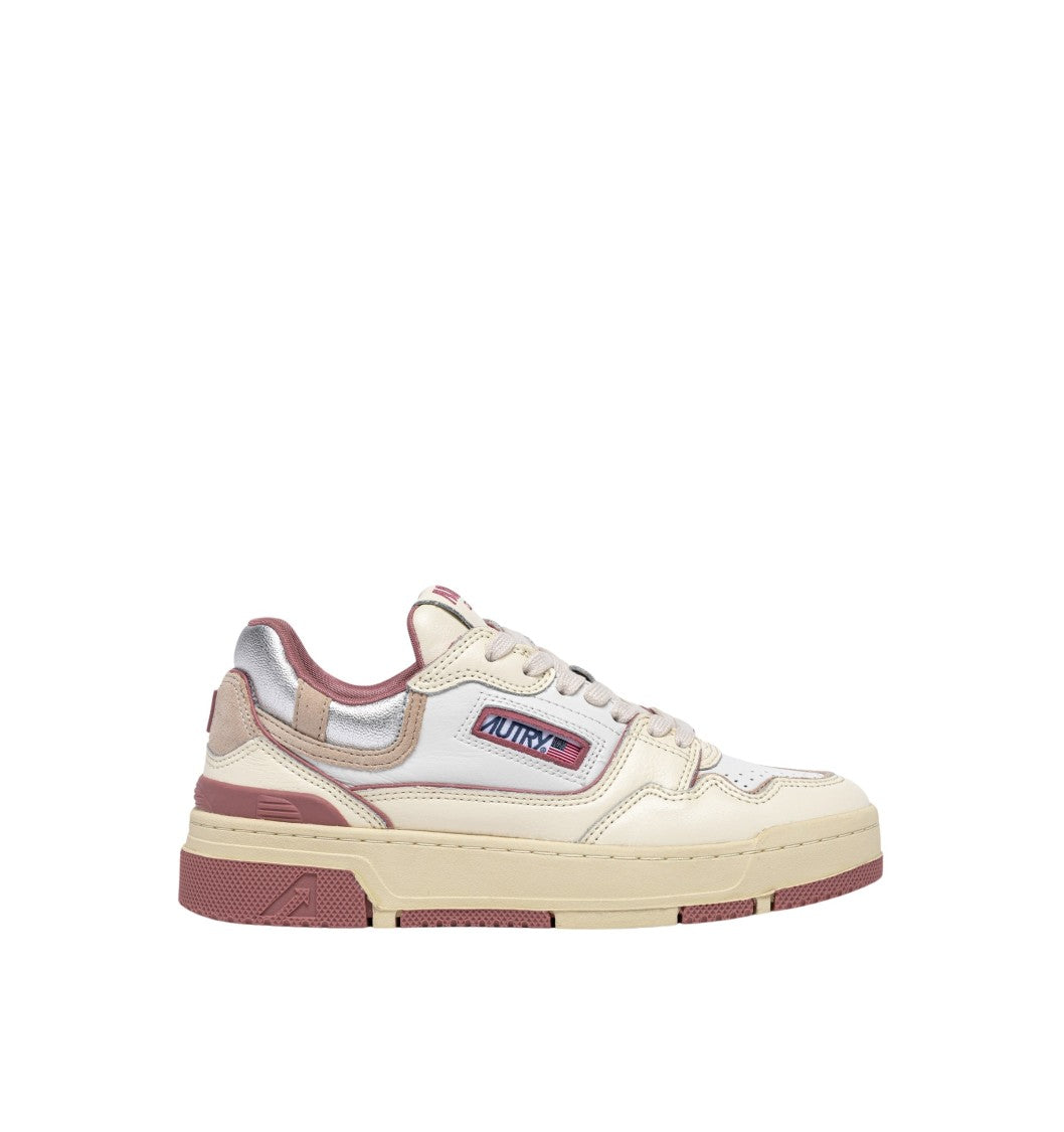 Autry Clc Low Leat Lam Wht Rose Sneakers