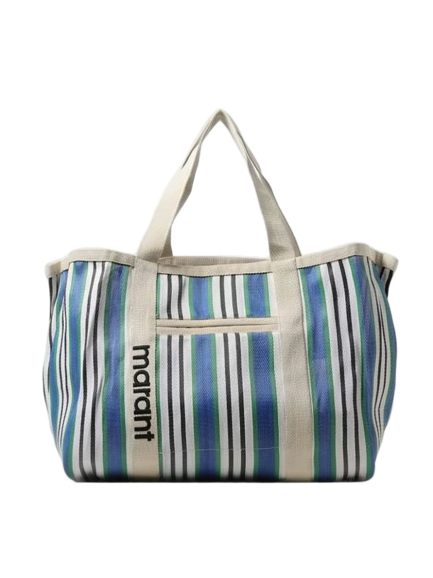 Isabel Marant Vertical Striped Nylon Tote Bag With Sturdy Handles