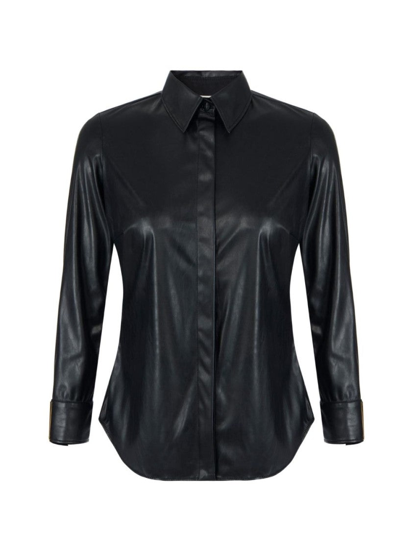 Elisabetta Franchi Black Faux Leather Classic Shirt