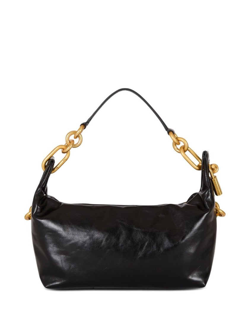 Balmain Oversized Gold Chain Black Handbag