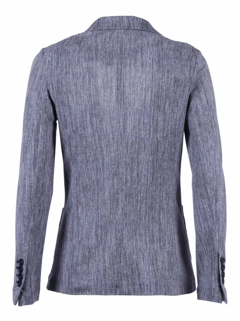 Circolo 1901 Blue Textured Slim Fit Jacket